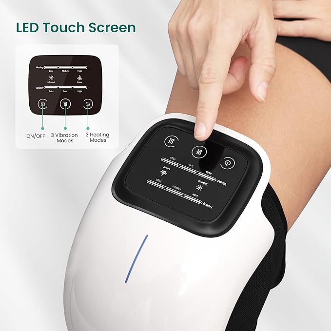Snailax Knee Massager with Heat Red Light &amp Vibration Knee Heating Pad Heated Knee Wrap Gift for Mom Dad Men Women