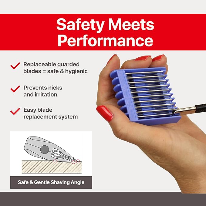 Feather - Nape and Body Razor Kit – Professional Use Hair Cutting Tool - Includes Nape Razor 10 Nape Blades &amp 2 oz Blade Glide – Ideal for Nape Sideburns Eyebrows and Bikini Line – Made in Jap