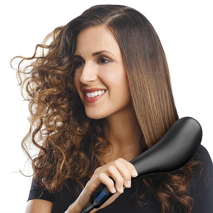 JINRI Volumizing Hair Iron Hair Straightener Brush Adjustable Temp 360 ° Tail Rotation Lasting Hair Volume for Short Or Thin Black