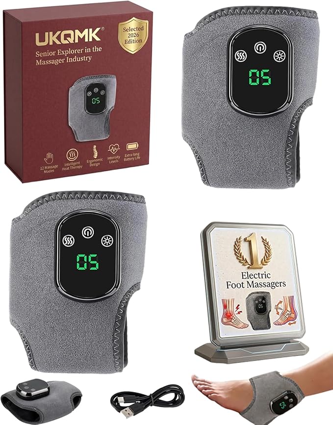 Triple Therapy Foot Massager Nerve Stimulator Portable Foots Renew Device Cordless Power Wrap Renew Device Method for Neuropathy with 3 Vibration and 5 Heat Level(2pcs)