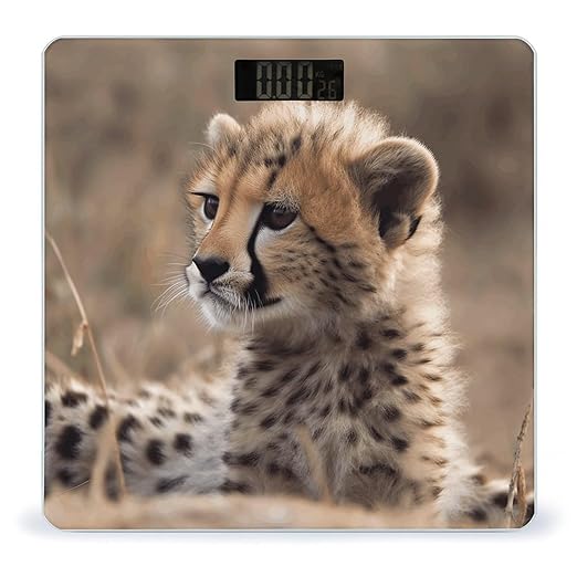 Baby Cheetah Bathroom Scale Large LCD Backlight Display Digital Scale Rounded Corners Body Scales Automatic Power On/Off Bathroom Scales for Home Bedrooms