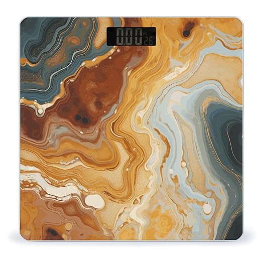 Marble Modern Art Scale for Body Weight Anti-Slip Digital Bathroom Scale Sturdy Toughened Glass Weighing Scales High Precision Safe Rounded Corners Smart Scales