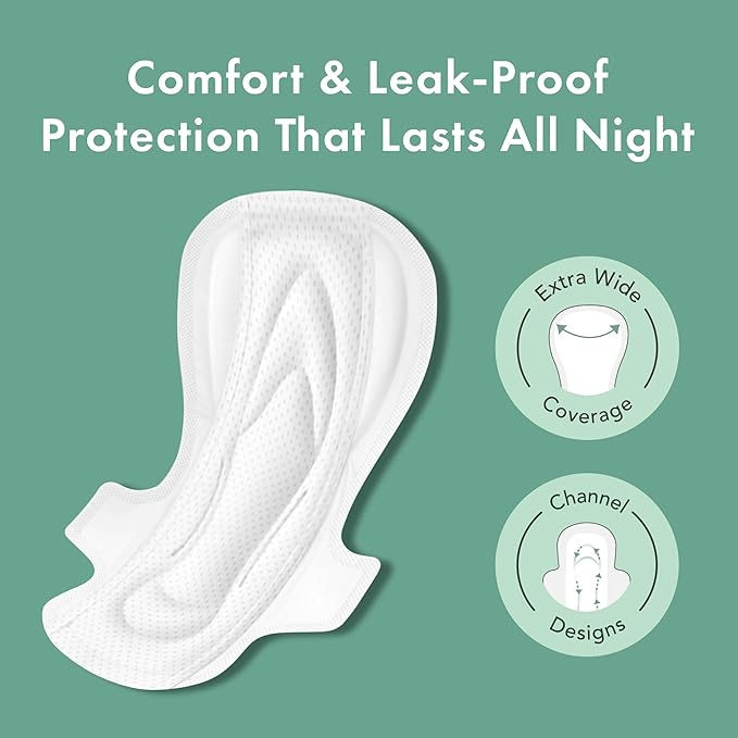 Rael Organic Cotton Cover Panty Liners (Regular 44 Count) &amp Extra Long Overnight Pads (12 Count) Bundle