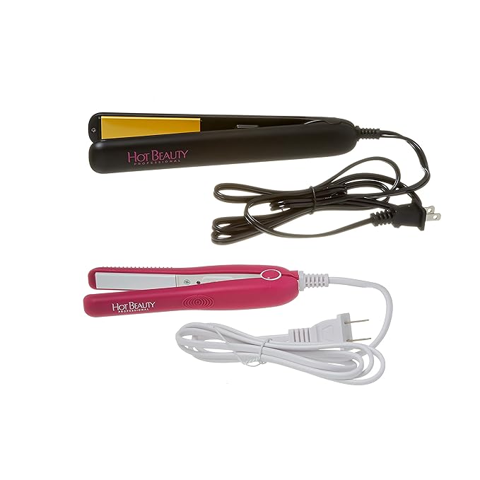 Ceramic High Heat Level Flat Irons 2-in-1 Value Pack 1 and Mini 1/2 with Free Travel Pouch