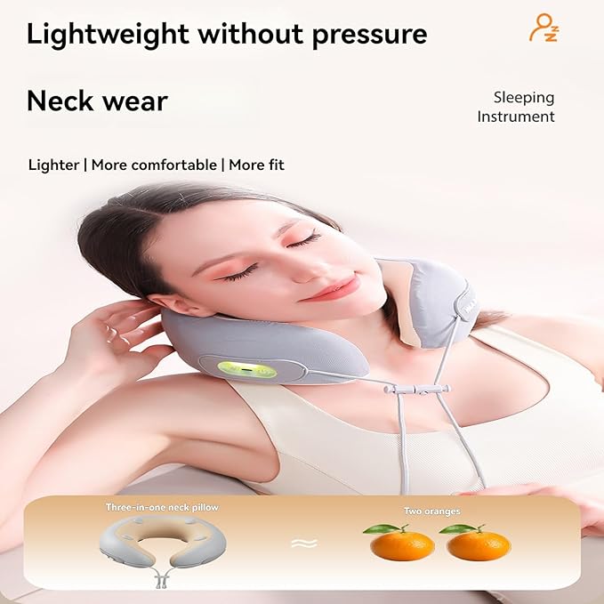 Neck Massager with Heat Rechargeable Heated Vibrating Massage Pillow Portable Neck Massager for Long Journeys on Planes and in Cars and for Office naps (Blue)