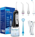 Water Flossers for Teeth CordlessOral Irrigator9 Cleaning Gears Adjustment4 Multifunctional Nozzles30-115psi2000mAh Lithium BatteryEffective Cleaning Teeth (Black)