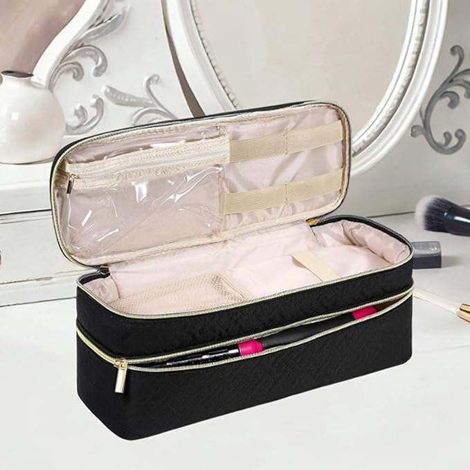 Hair Dryer Travel Carrying Case Storage Bag Dustproof with Handle Protection Multipurpose Large Capacity Portable Organizer Black