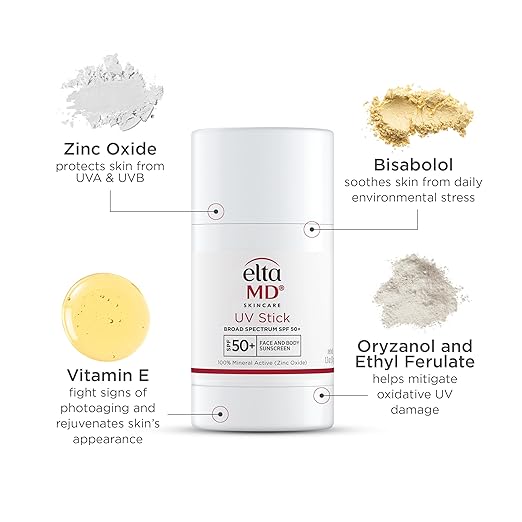 EltaMD UV Stick Sunscreen for Face and Body Mineral SPF 50+ Face Stick Sunscreen with Zinc Oxide For Kids and Adults Sensitive Skin