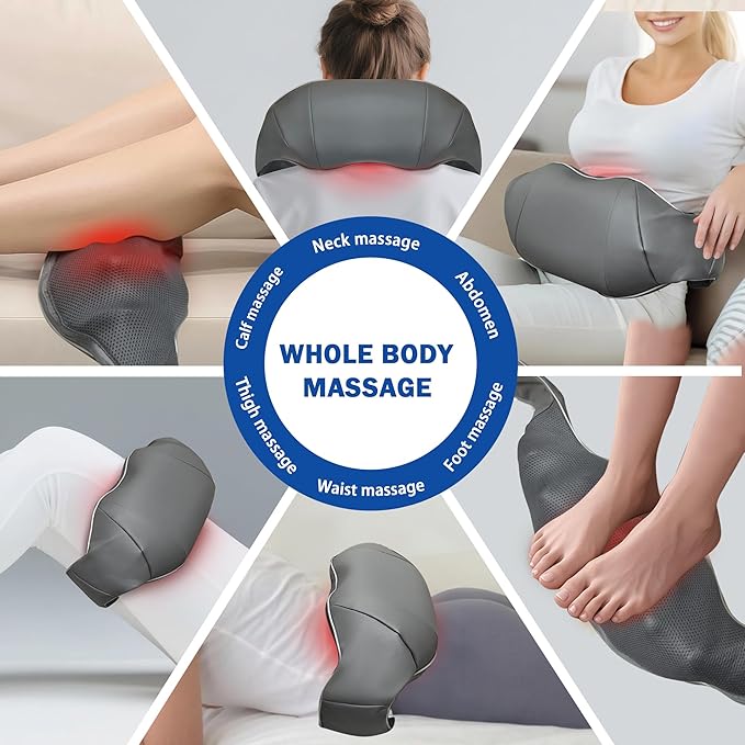 Joyset Shiatsu Neck and Back Massager with HeatElectric Shoulder Massager for Pain Relief Deep Tissue3D Kneading Massage with Cloth Cover Easy to Clean Best Gift for Men Women Parents (Gray)