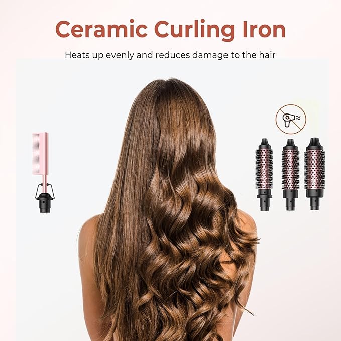 6 in 1 Curling IronCurling Wand Set and Thermal Brush Hair Tool