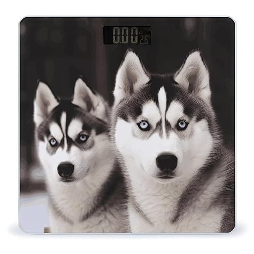 Digital Bathroom Scale for Body Weight Scale with Bright LCD Display High Accuracy Step-On Technology Auto On/Off Husky Dog Digital Scales 400 Lbs /180kg
