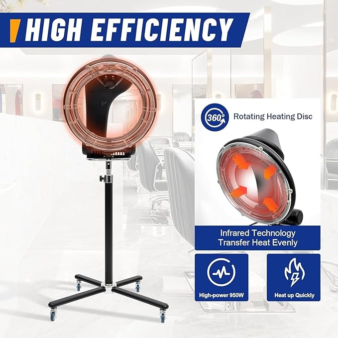 3 in 1 Color Processor Salon Perming Roller Ball Climazone Freestanding Infrared Hair Dryer Professional Orbiting Infrared Stand Hair Dryer 950W