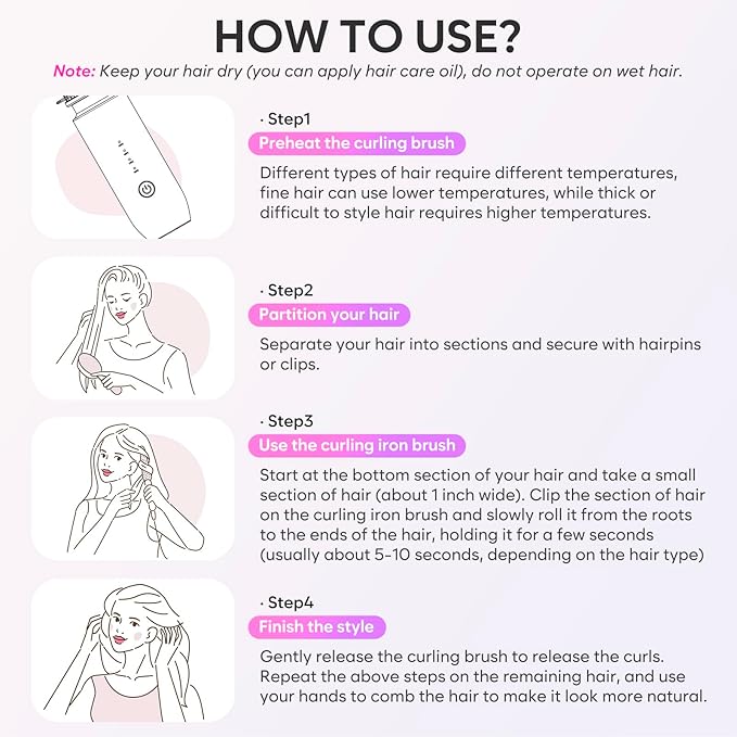 Cordless Curling Iron Brush 2024 New Portable Travel Curling Iron Mini Brush for Women 7000Mah USB Rechargeable Curling Wand Brush with Negative Ion Gray