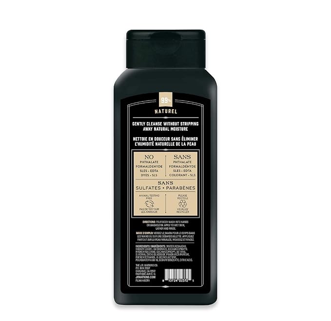 J.R. Watkins Natural Daily Moisturizing Body Wash Hydrating Shower Gel for Men and Women Free of SLS Cruelty Free Sandalwood Vanilla 18 fl oz 6 Pack