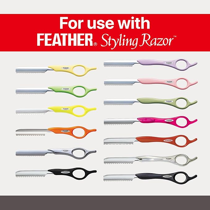 Feather Bonus Value Pack - Styling Razor Standard Blades - Professional Hair Cutting Blades for Styling Shaping Thinning - Single Edge Guarded Blade -Made in Japan- 30 Counts + 1 Blade Disposal Case