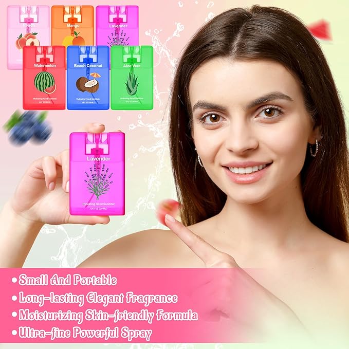 Dansib 24 Pack Hand Sanitizer Spray Bulk Travel Size Hand Sanitizer Mini Pocket Spray Gifts for Coworker Staff Teacher Holiday Favor(Bright24 Pcs)