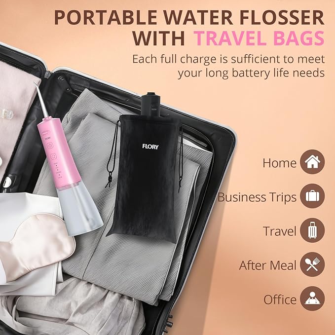 2 Pack Water Flosser for Teeth Portable Cordless Water Dental for Couples Travel Water Flossers with 3 Modes and 12 Tips Rechargeable &amp IPX7 Waterproof Travel Portable Dental Cleaner (Black&am