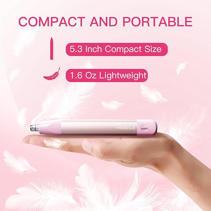Nose Hair Trimmer for Women 3in1 Facial Hair Removal Trimmer - Metal Body Rechargeable Waterproof Portable - Nose Ear Eyebrow Peach-Fuzz Lips Chin (Pink)