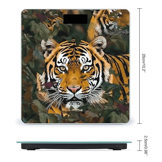 Camouflage Tiger Bathroom Scale Rounded Smart Scale for Body Weight Automatic Power On/Off Weight Scales Accurate Bathroom Digital Scales for Pet Home Bedroom Kitchen