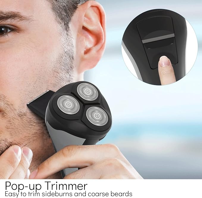 JYYBN Electric Shavers for Men Rechargeable Electric Razor with Pop-up Beard Trimmer Travel Lock LCD Display Wet &amp Dry Use USB Charger Cordless Mens Electric Shaver
