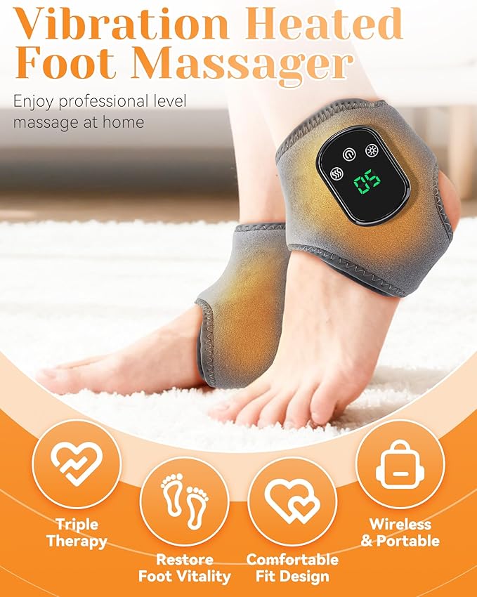 Triple Method Massager for Neuropathy - Heat Therapy 3D Shiatsu Kneading Air Compression Wireless 3 in 1 Massager with 5 Heat Levels &amp 3 Vibration Modes Travel &amp Home Use (2PCS)