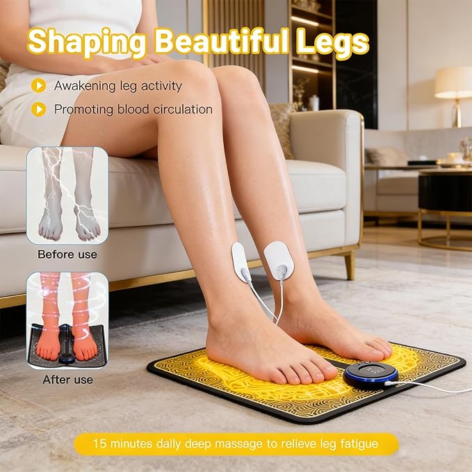 Foot Plate - Foot Massager Relaxes Muscles for All-Night Comfort 8 Massage Modes 19 Intensity Levels Smart Auto Power-Off &amp Safety Features USB Rechargeable Remote Control (B Set)