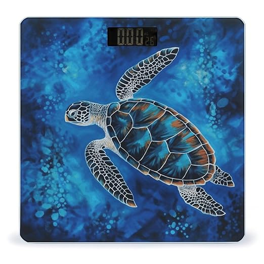 Sea Turtle Blue Weight Scale for Body Weight Digital Bathroom Scale High Capacity Accurate Digital Weighing Scales and Easy-to-Read on Backlit LCD Display Scales