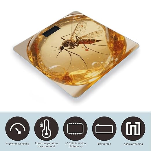 Amber Mosquito Scale for Body Weight Sturdy Tempered Glass Weighing Scales with LCD Display Accurate Digital Bathroom Scale Convenient Body Fat Smart Scales Easy Read