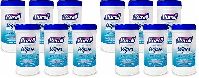 Purell Hand Sanitizing WipesClean Refreshing ScentHand Wipes Canister - 9120-06-CMR40 Count (Pack of 12)