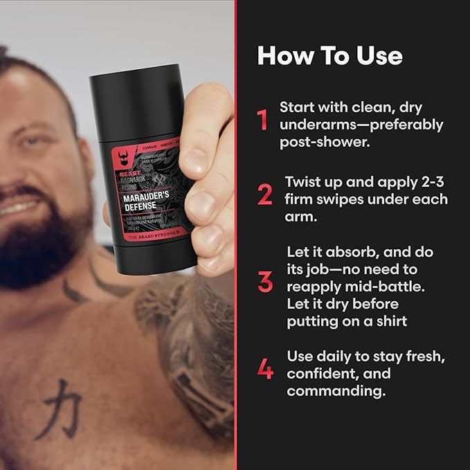 The Beast Line Deodorant - Marauders Natural Deodorant for Men - Ragnarok Rising Eddie Hall Beast Line - Signature Edition - Aluminum Free