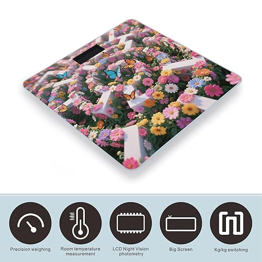 Flower Maze Weight Scale Large Digital Bathroom Scales with Bright LED Display Non Slip Digital Scale and Step On Fashion Weighing Machine for Body