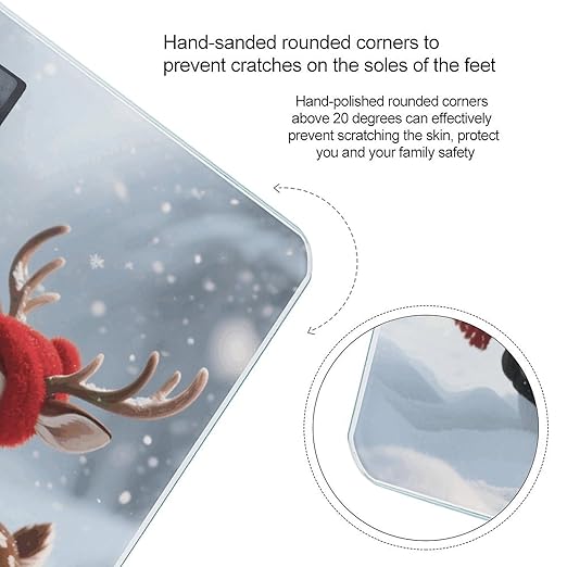 Christmas Snowman and Reindeer Scale for Body Weight Sturdy Tempered Glass Weighing Scales with LCD Display Accurate Digital Bathroom Scale Convenient Body Fat Smart Scales Easy Read