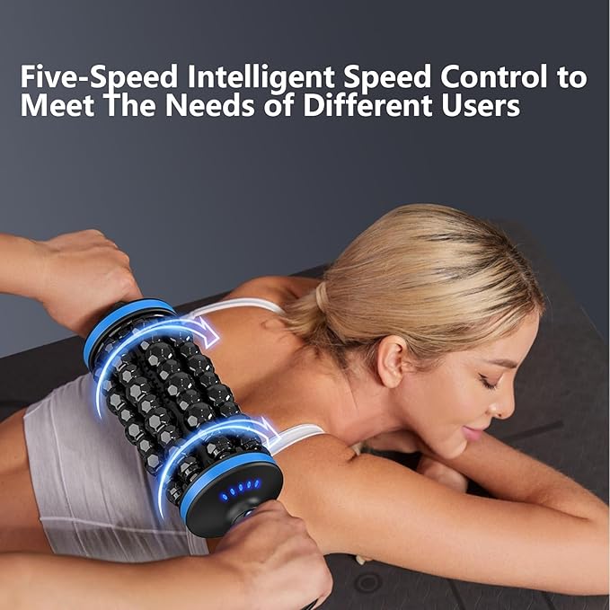 Massage Roller Massage Machine Muscle Roller Back Leg Foot Psoas Muscle with Hands-Free Base 5-Speed Whole Body Relief for Legs Foot Calf Massager(Black and Gray)
