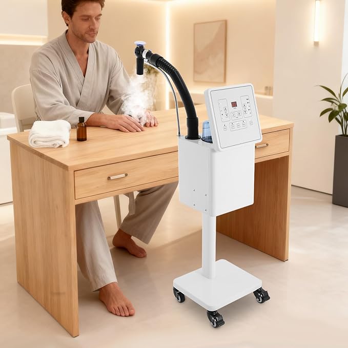 Nano Hair Steamer Professional Salon Nano Micro Mist Hair Steamer with Adjustable Telescopic Pipe &amp Foldable Control Interface Mobile Multifunctional Hair Care Equipment 4-Gear Adjustable