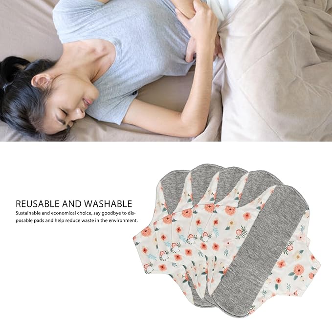 5pcs Reusable Menstrual Pads Cloth Pads for Women Reusable Period Pads Reusable Pads for Women Washable Sanitary Napkins Reusable Cloth Menstrual Pads Breathable Feminine Pads