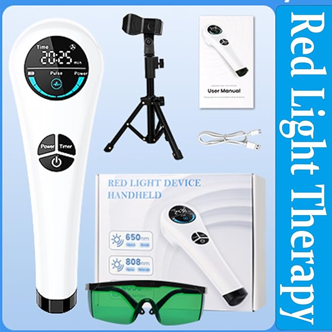 Cold Laser Therapy Device for Humans &amp Dogs 4 x 808nm and14 x 650nm Handheld Red Light and Near Infrared Light Therapy Devices with Stand Red Light Therapy Wand for Pain Relief Joint Muscle Pa