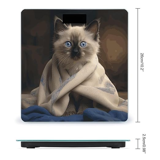 Cat on Blanket Weight Scale Digital Electronic Scales Bathroom Scale Larg LCD Backlight Display High Precision MeasurementsTempered Glass