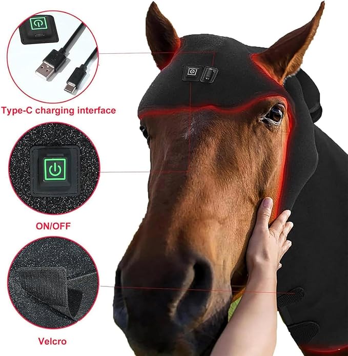 Equine Red Light Therapy Device Wearable Red Light Therapy Belts for Pain Relief Repair Muscle 850nm ＆ 660nm LED Red Light Therapy for Horse Head and Neck M