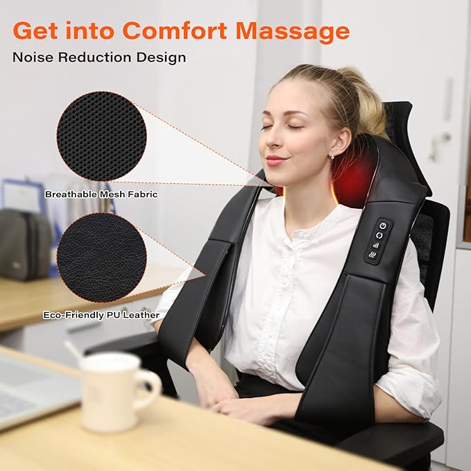 Neck Massager with Heat Back Massager Deep Tissue Electric 3D Kneading Massage Pillow for Pain Shiatsu Back and Shoulder Massager Birthday Christmas Gift for Women Men Dad Mom