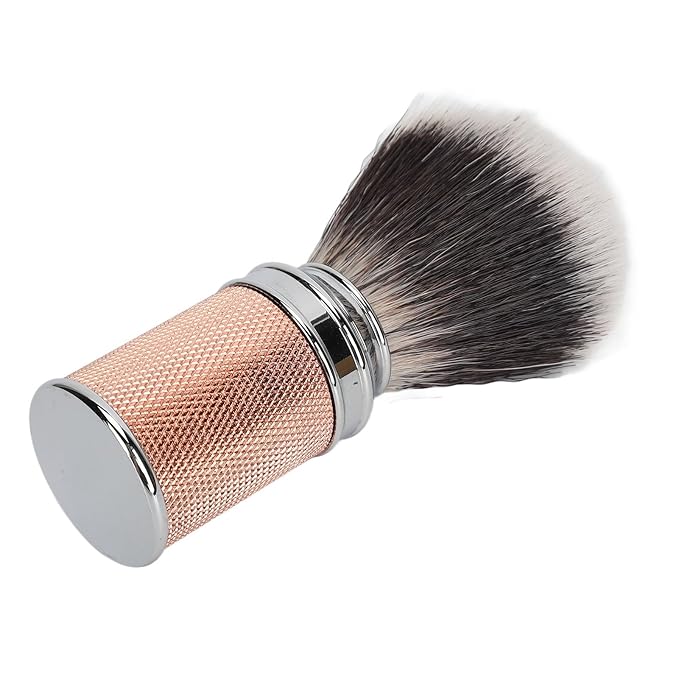Beard Brush Nylon Beard Foaming Brush Beard Foaming Brush Aluminium Alloy Curved Handle Cleaning Synthetic Lather for Travel Home Suitable for Men Rose Gold (Rose Gold)