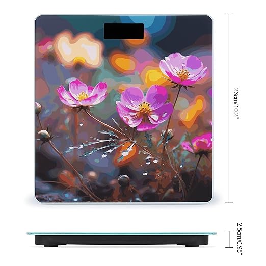 Colorful Small Flower Weight Scale Digital Electronic Scales Bathroom Scale Larg LCD Backlight Display High Precision MeasurementsTempered Glass