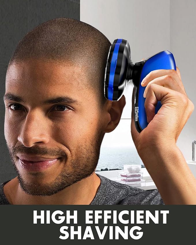 Head Shavers for Bald Men - Magnetic 7D Detachable Head Shaver 100% Waterproof Wet Dry Rechargeable Cordless Electric Razor Rotary Shavers with LED Display Fast Charging