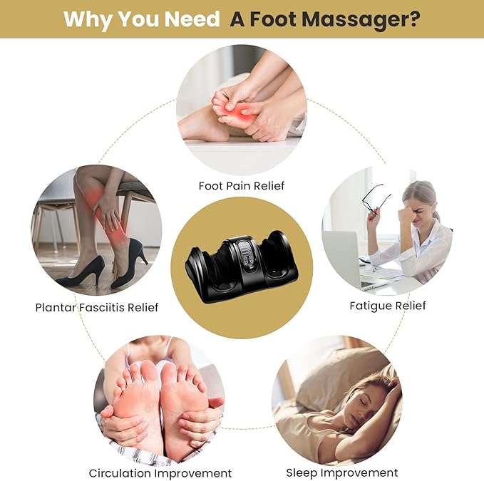 WELLHUT Foot Massager Machine Shiatsu Foot and Calf Massager for Ankle Calf Leg Arm Shiatsu Kneading Rolling Feet Massager Machine Gifts for Men and Women Black