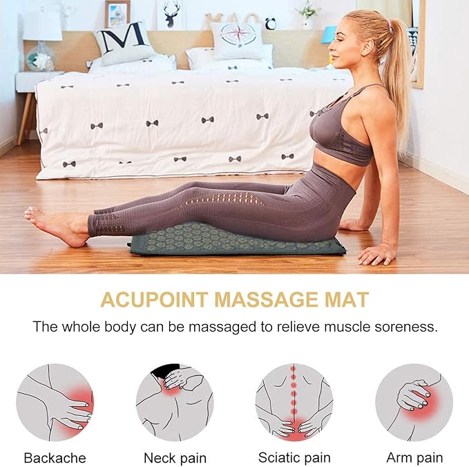Acupoint Massage Mat Shiatsu Massage Pillow Set with Carry Bag for Back and Body Relaxation Therapy