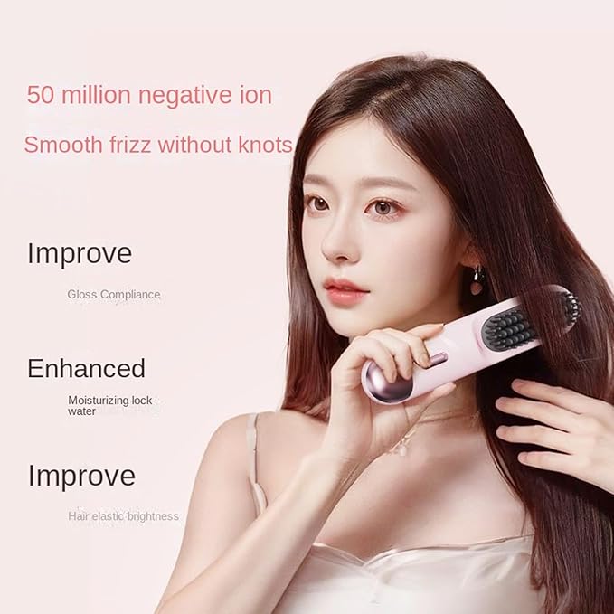 Cordless Hair Straightener - USB Hair Brush Long-Lasting Straightening Comb with Rechargeable Design Girls Women Wife Girlfriend Styling Home Travel Vacation School Business Use