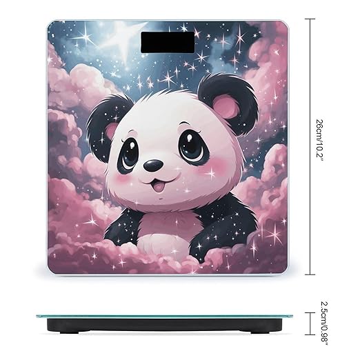 Pink Panda Bathroom Scale Automatic Power On/Off Body Scales LCD Backlight Display Square Digital Scale Rounded Corners Bathroom Scales for Home Bedrooms