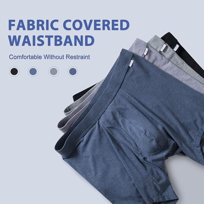 BAMBOO COOL Men's Ultra ComfortSoft Underwear Moisture Wicking &amp Breathable No Ride Up Boxer Briefs with Fly Multipack