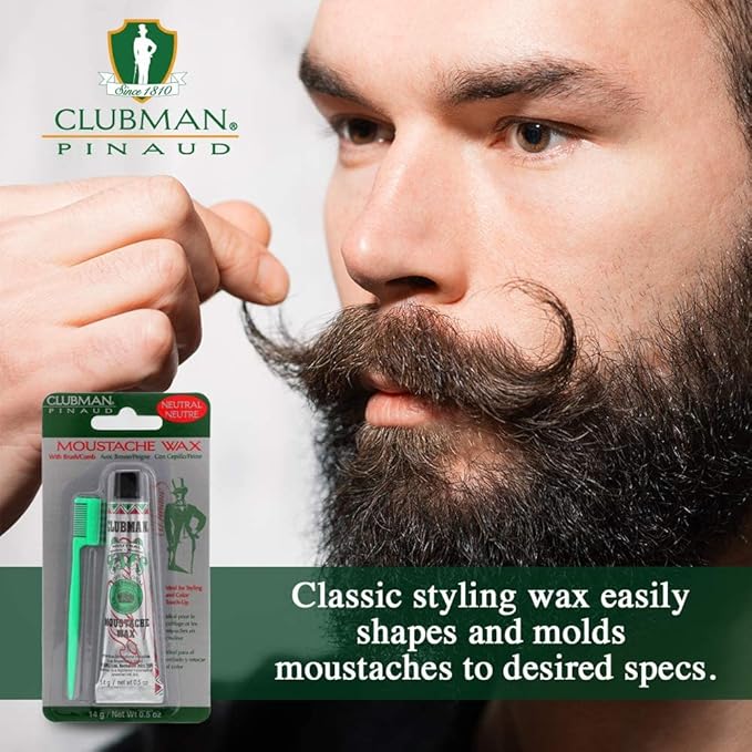 Clubman Moustache Wax Neutral 0.50 oz (Pack of 8)