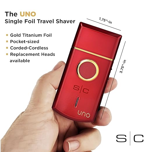 StyleCraft Uno Cordless Single Foil Shaver Mini Travel Size Portable Gold Titanium Premium Head Turbocharged Motor