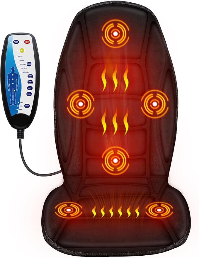 Chair Massager Cushion Back Massager with Heat Electric Seat Massage Pad Back Massage Chair Pad for Back Pain Relief 2 Heat Levels &amp 5 Vibrating Modes Christmas Gifts for Men Dad Mom Him Her